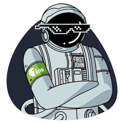 Стікер FirstVDS - космос, хостинг и котики🐈 😎
