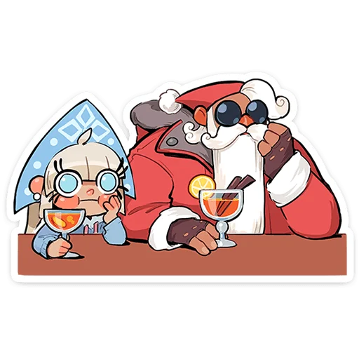 Дед Мороз и Снегурочка stiker 🍹