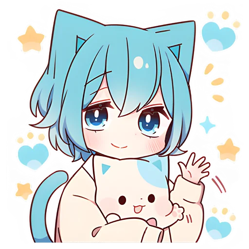 Telegram Sticker «Голубой котик-кун» 👋