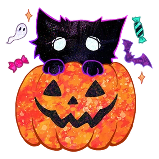 Halloween Space Cat 🎃 stiker 🎃