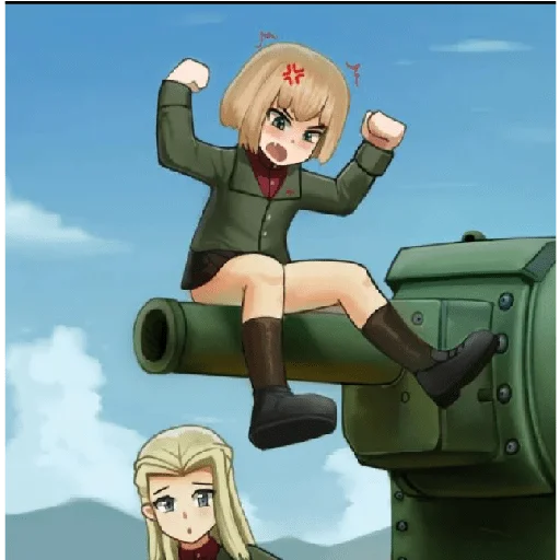 Telegram stiker «Katyusha Girls und Panzer» 😠