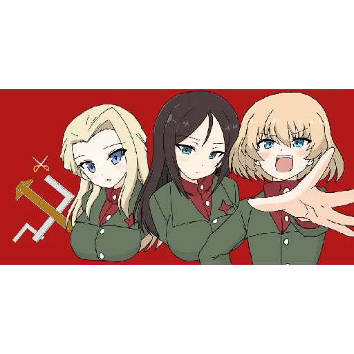 Telegram stiker «Katyusha Girls und Panzer» 😒