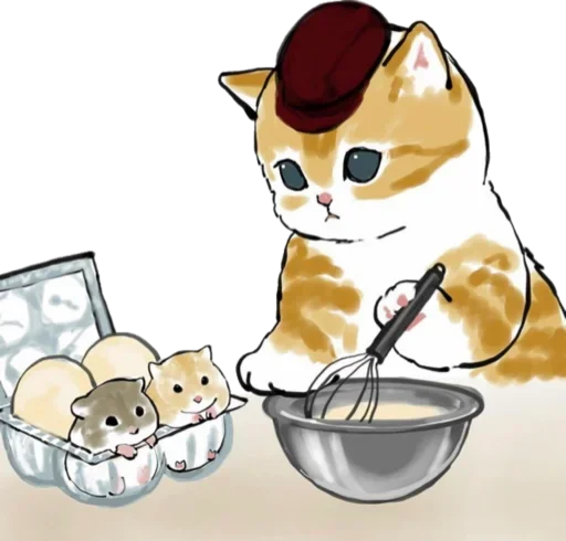 Стікер Kittens mofu_sand 👩‍🍳