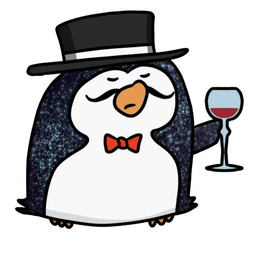 Telegram Sticker «КОСМИЧЕСКИЕ пингвины» 🎩