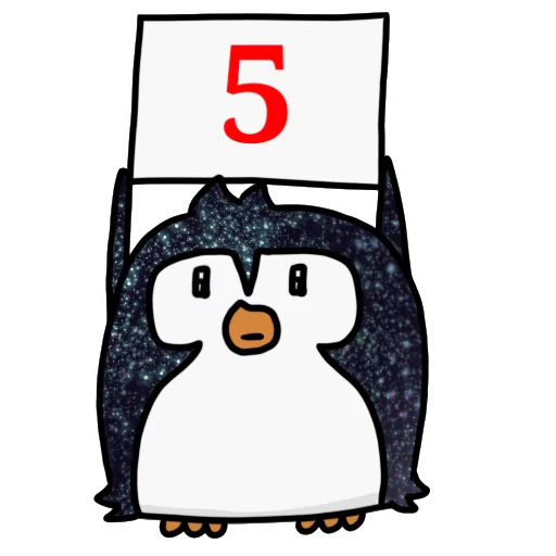 Telegram Sticker «КОСМИЧЕСКИЕ пингвины» 5⃣
