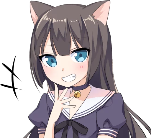 Стикер Tsundere Cat Girl Miyako 😁