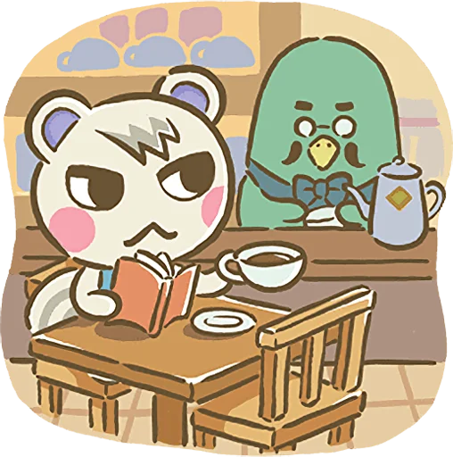Telegram stiker «Animal Crossing 15th Anniversary Sticker» ☕