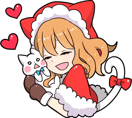 Cat Girls - MerryX'mas and HappyNewYear emoji ☺️