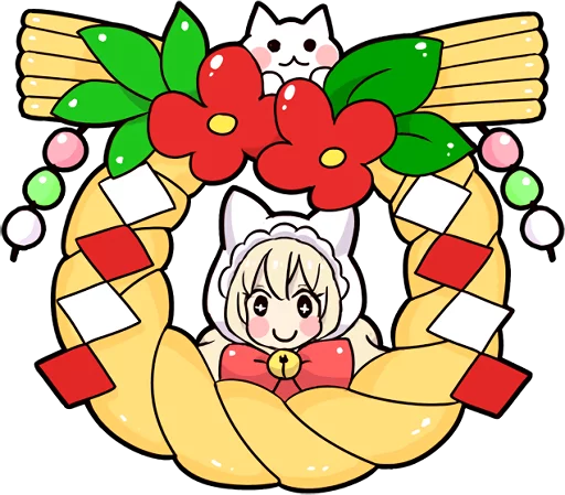 Cat Girls - MerryX'mas and HappyNewYear emoji 🍡