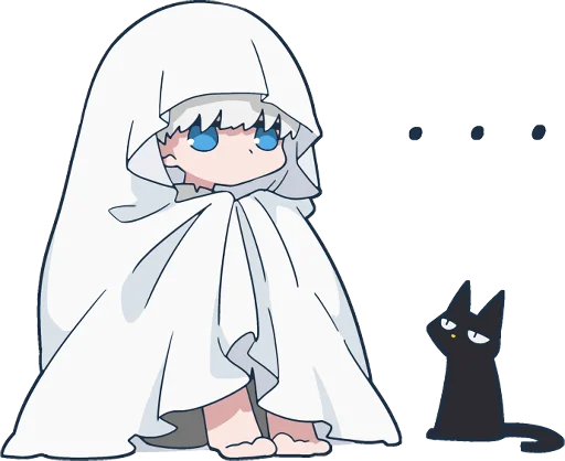 Telegram Sticker «Ghost and black cat» 😶