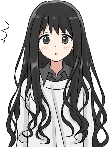 Girl with black hair long TL-EDIT sticker 😦