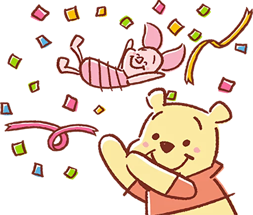 Емодзі Pooh and Piglet (Lovely) 🎉