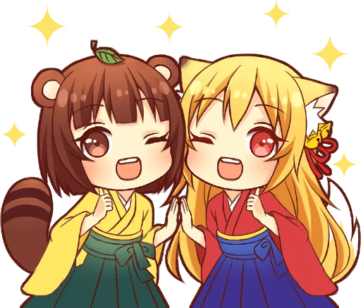 Tanuki & Fox girl sticker 😀
