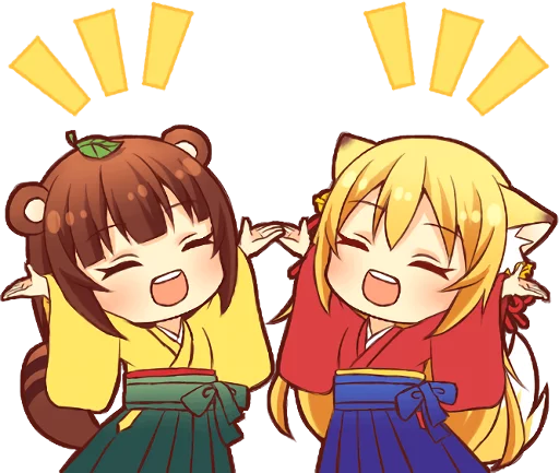 Tanuki & Fox girl emoji 😄