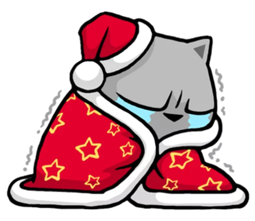 Стикер Meow ! Merry Christmas & Happy New Year  😭