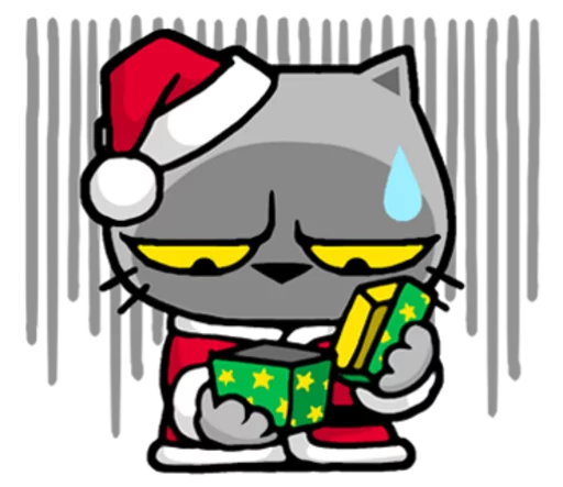 Стикер Meow ! Merry Christmas & Happy New Year  😓