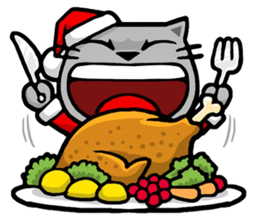 Meow ! Merry Christmas & Happy New Year stiker 🍗