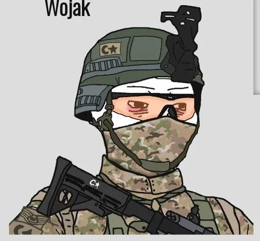 Telegram Sticker «Military wojak» 😕