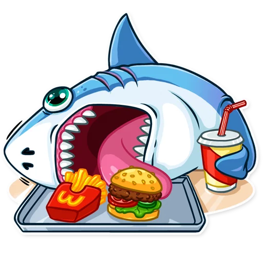 Стікер Telegram «It's a Shark!» 🍔