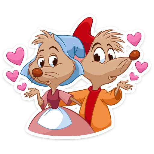 Стикер Telegram «Влюблённые мышки» 😘