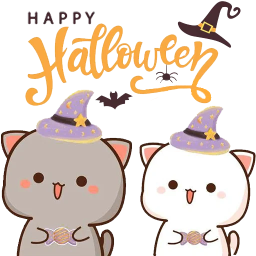Telegram stikerlari mochi peach cats - Halloween
