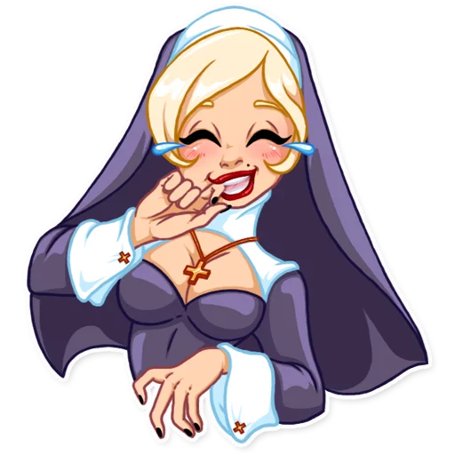 Telegram stikerlari Naughty Nun