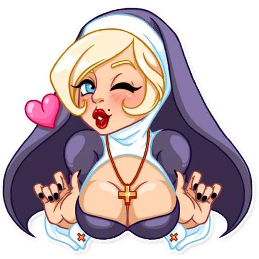 Стікер Telegram «Naughty Nun» 😘
