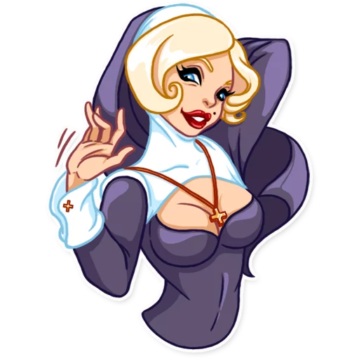 Стикер Telegram «Naughty Nun» 👋