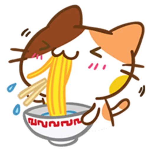 Telegram stiker «What does the cat say ... Meow» 🍜