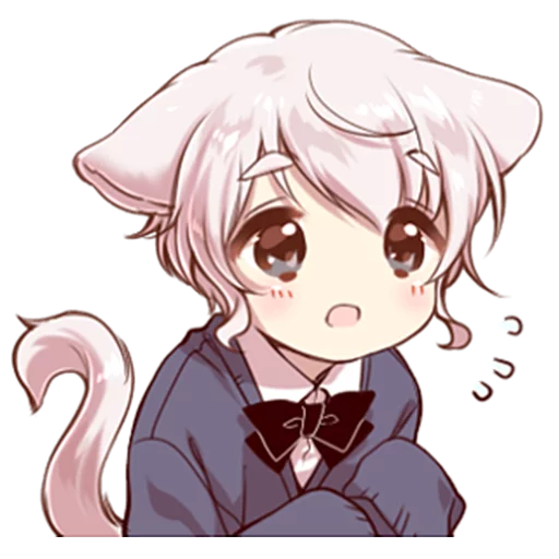 Эмодзи Cute cat ear boy 😓