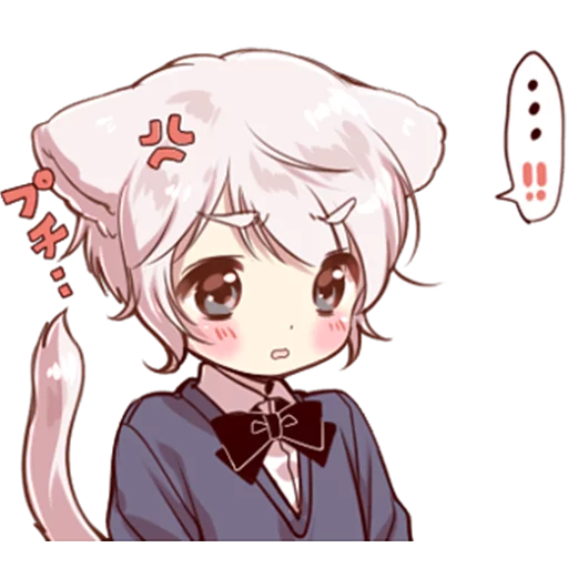 Эмодзи Cute cat ear boy ☹️