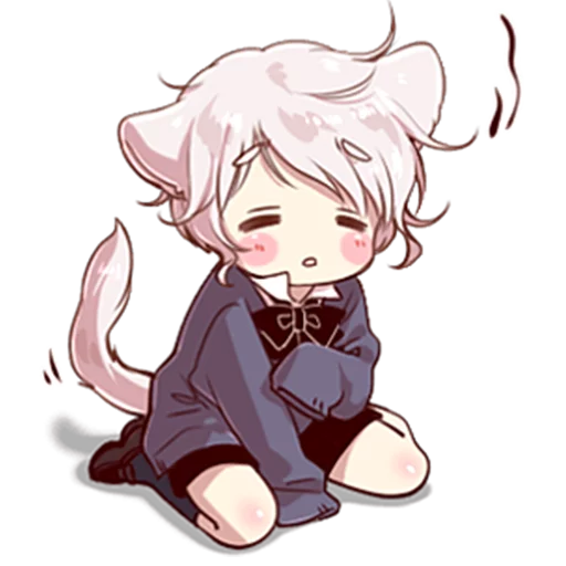 Эмодзи Cute cat ear boy 😓