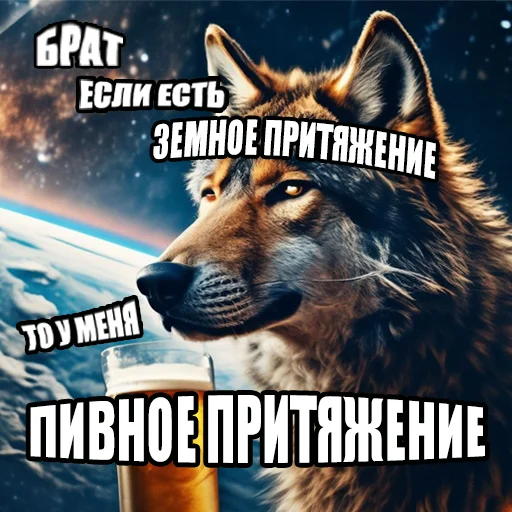 Стикер Telegram «Волчьи мемы» 🍺