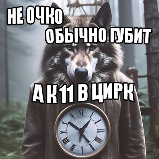 Стікер Telegram «Волчьи мемы» 🕚