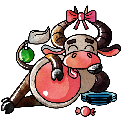 Telegram Sticker «новогодний бык» 👍