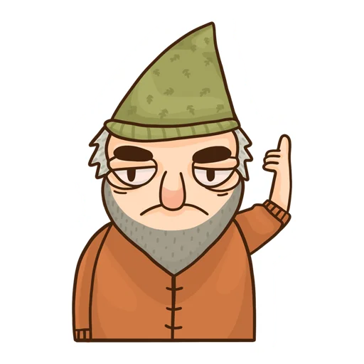 Telegram Sticker «Grumpy Gnome» 👆