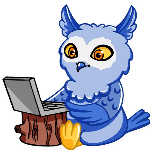 Telegram stiker «Owl Madness» 💻