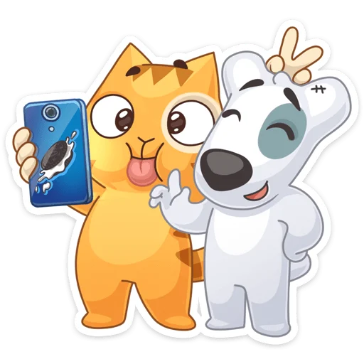 Стікер Telegram «Персик и Спотти любят OREO» 🤪