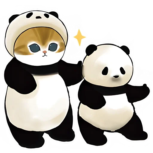 Панда и Котик stiker 👍