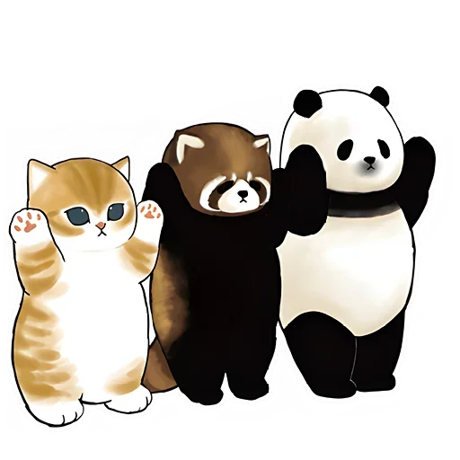 Стікер Telegram «Панда и Котик» 🥺