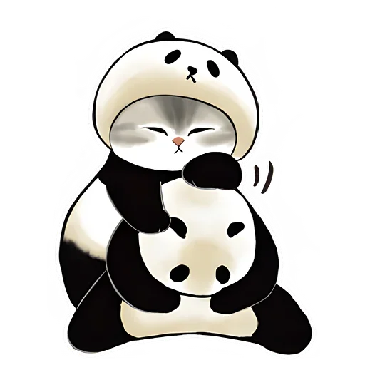 Панда и Котик stiker ☺