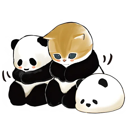 Стікер Telegram «Панда и Котик» 🙏