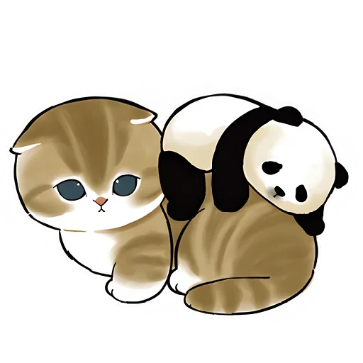 Стикер Telegram «Панда и Котик» 😙