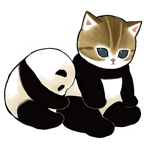 Стікер Telegram «Панда и Котик» 😌