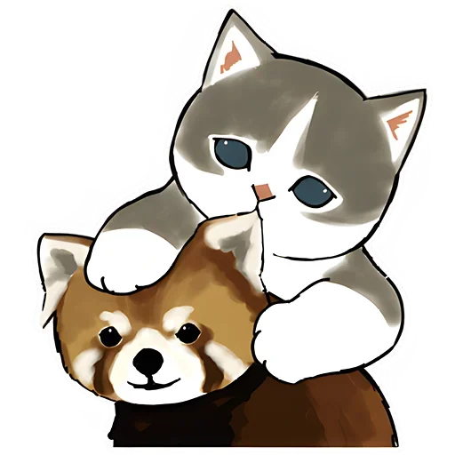 Telegram Sticker «Панда и Котик» 🤤