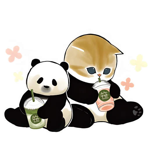 Панда и Нян  stiker 😋