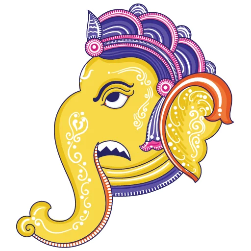 Funky Pattachitra Ganesha emoji 😠