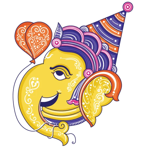 Funky Pattachitra Ganesha emoji 🥳