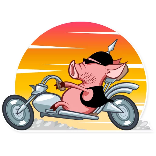 Стикер Pete The Pig 🏍
