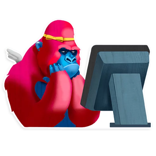 Telegram stiker «Pink Gorilla » 🤔